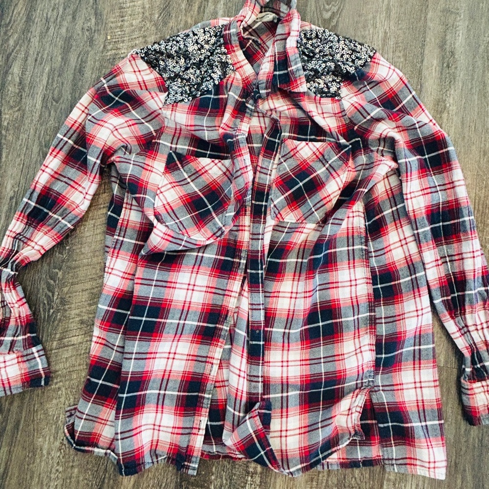 Bethany Mota Red and White Checkered Top